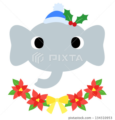 Cute Elephant Logo Winter Christmas 134310953