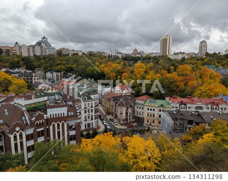 View of Kyiv central part from Zamkova Hora in Autumn View of Kyiv central part from Zamkova Hora in Autumn 134311298