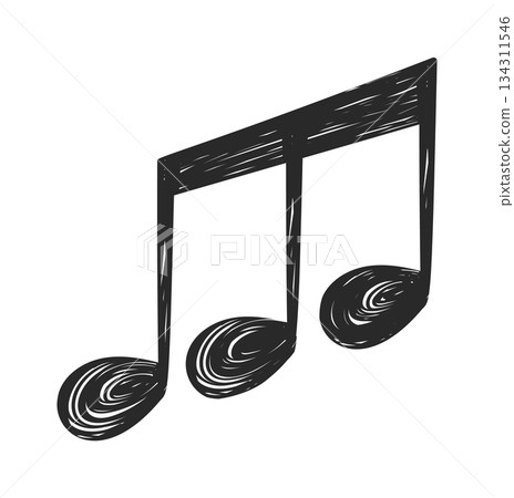 Triple note music symbol doodle Triple note music symbol doodle 134311546