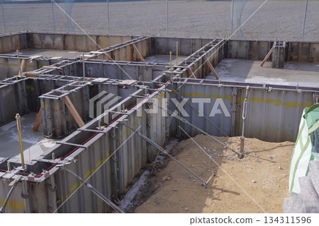 Concrete formwork for house foundations Concrete formwork for house foundations 134311596