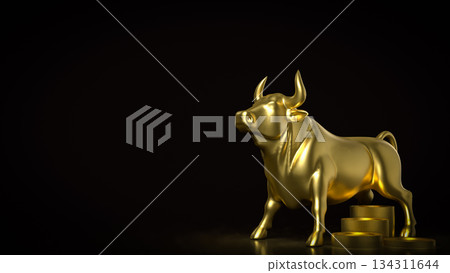 Golden Bull Wealth Growth Symbol 3d render. Golden Bull Wealth Growth Symbol 3d render. 134311644