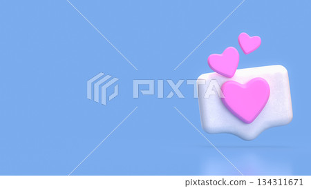 Floating Heart Notification Icon for Love and Social Media Concept 3d render. 134311671