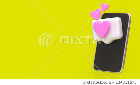Love Message Notification on Smartphone Social Media Concept 3d render. Love Message Notification on Smartphone Social Media Concept 3d render. 134311673