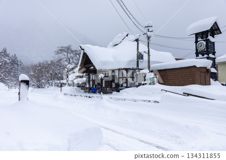 Snowy scenery at Yunokami Onsen Station in winter Snowy scenery at Yunokami Onsen Station in winter 134311855