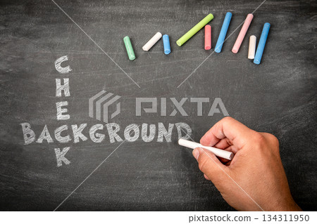 Background Check Concept Written with Chalk on Blackboard by Hand Background Check Concept Written with Chalk on Blackboard by Hand 134311950