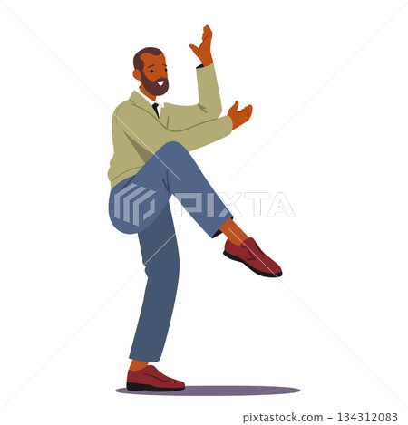 Businessman practicing karate actively engaged in martial arts training isolated on white background Businessman practicing karate actively engaged in martial arts training isolated on white background 134312083