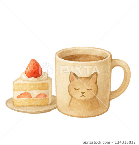 水彩插畫貓咪馬克杯蛋糕 134313032