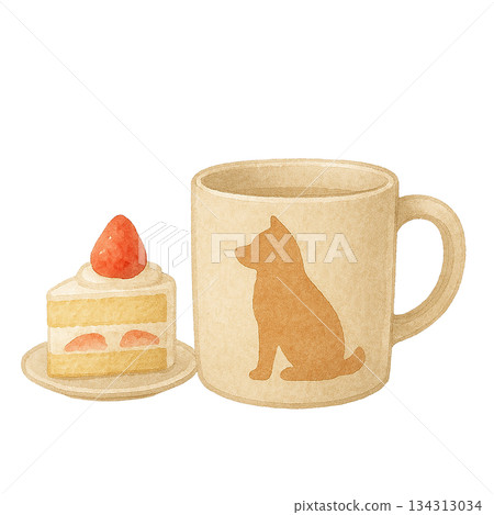 水彩風格的秋田犬剪影馬克杯 134313034