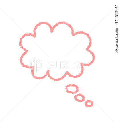Crayon outline thought bubble icon with soft wavy edge and cloud shape. Thought and speech conversation, chat or talk message element in pastel style, perfect for communication modern icon 134313485