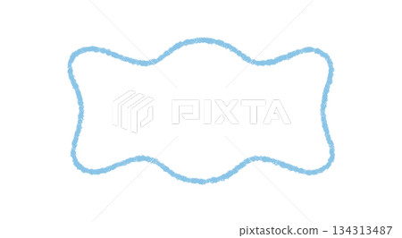 Playful groovy frame with wavy crayon outline in rectangle shape and chalk effect. Crayon border with retro y2k style creates a doodle outline, perfect for fun retro graphic background designs. 134313487