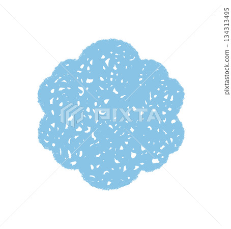 Groovy retro scallop shape with crayon hatched sketch in blue abstract shading. Graphic scallop element forms border and frame, chalk background creates a y2k vibe for creative modern uses. Groovy retro scallop shape with crayon hatched sketch in blue abstract shading. Graphic scallop element forms border and frame, chalk background creates a y2k vibe for creative modern uses. 134313495