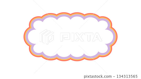 Groovy scallop rectangle outline border with retro bubble shape and bold line. Y2k frame and background element, playful graphic design for trendy modern contexts stylish compositions. 134313565