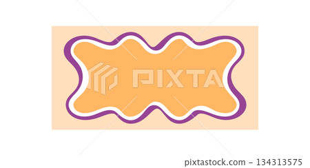 Groovy wavy rectangle cartoon frame with funky border in orange and purple. Retro shape and graphic background, y2k style visual element for stylish, playful projects modern creative label. Groovy wavy rectangle cartoon frame with funky border in orange and purple. Retro shape and graphic background, y2k style visual element for stylish, playful projects modern creative label. 134313575