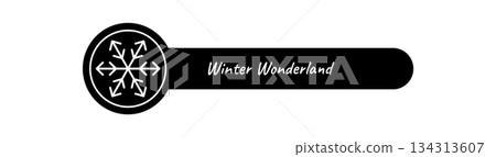 Black and white line snow flake circle label. Winter box lid seal, for package or shipping element. Christmas decoration, snowflake illustration for package label and seasonal box. Black and white line snow flake circle label. Winter box lid seal, for package or shipping element. Christmas decoration, snowflake illustration for package label and seasonal box. 134313607