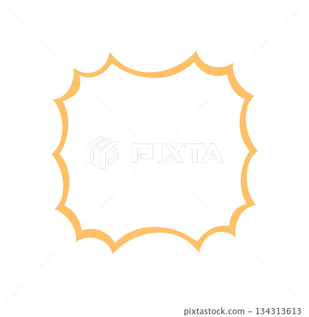 Groovy scallop rectangle outline border frame in retro and wavy graphic style. Abstract line with y2k background and element, modern edge with playful visual for trendy pop art projects. 134313613