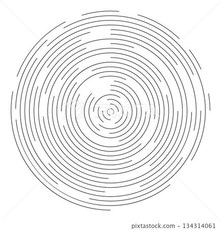 Circular ripple icon. Concentric circles with broken lines isolated on white background. Vortex, tornado, sonar wave, vibration, hypnosis or signal sign. Vector graphic illustration Circular ripple icon. Concentric circles with broken lines isolated on white background. Vortex, tornado, sonar wave, vibration, hypnosis or signal sign. Vector graphic illustration 134314061