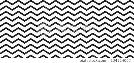Repeated parallel horizontal zig zag lines. Black jagged stripes isolated on white background. Serrated striped texture. Minimalistic graphic print. Simple textile design. Vector illustration Repeated parallel horizontal zig zag lines. Black jagged stripes isolated on white background. Serrated striped texture. Minimalistic graphic print. Simple textile design. Vector illustration 134314063