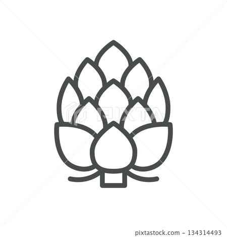 Artichoke Icon. Thin Line Illustration of a Layered Edible Bud, Symbolizing Fresh Green Vegetable, Mediterranean Cuisine and Healthy Gourmet Food. Isolated Outline Vector Sign. Artichoke Icon. Thin Line Illustration of a Layered Edible Bud, Symbolizing Fresh Green Vegetable, Mediterranean Cuisine and Healthy Gourmet Food. Isolated Outline Vector Sign. 134314493