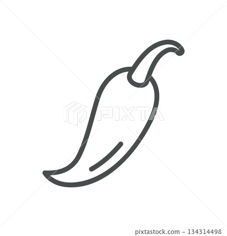 Chili Pepper Pod Icon. Thin Line Illustration of a Whole Hot Chili, Symbolizing Spicy Pepper, Capsicum Vegetable and Fiery Seasoning. Isolated Outline Vector Sign. 134314498