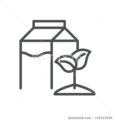 Compostable Packaging Icon. Thin Line Illustration of a Carton with a Sprouting Plant, Symbolizing Biodegradable Food Packaging, Sustainable Materials and Eco Friendly Containers. Isolated Vector 134314500