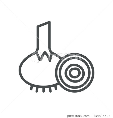 Onion Icon. Thin Line Illustration of a Whole Onion with a Cross Section Slice, Symbolizing Aromatic Allium Bulb, Root Vegetable and Essential Culinary Ingredient. Isolated Outline Vector Sign. Onion Icon. Thin Line Illustration of a Whole Onion with a Cross Section Slice, Symbolizing Aromatic Allium Bulb, Root Vegetable and Essential Culinary Ingredient. Isolated Outline Vector Sign. 134314508