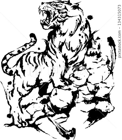 Tiger ink painting illustration 134315073