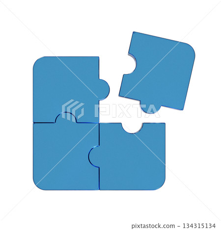 3D illustration of a flat icon of a puzzle piece. Transparent blue glass morphic mark 2 3D illustration of a flat icon of a puzzle piece. Transparent blue glass morphic mark 2 134315134