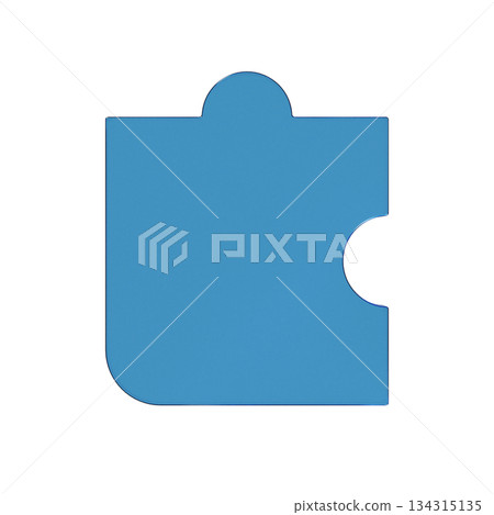 3D illustration of a flat icon of one puzzle piece. Transparent blue glass morphic mark 2 3D illustration of a flat icon of one puzzle piece. Transparent blue glass morphic mark 2 134315135