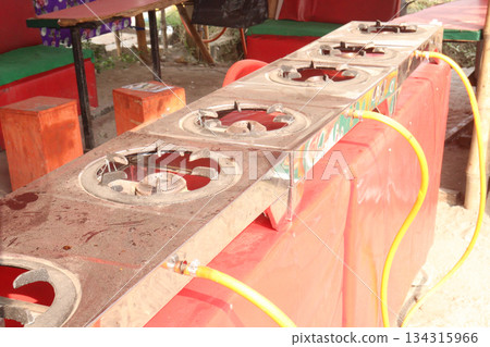 gas stove on kitchen for cooking 134315966