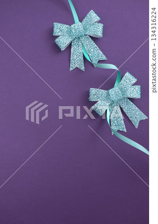Butterfly ribbon knot and copy space 134316224