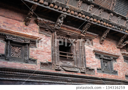 Beautiful architecture of Patan royal palace in Patan Durbar square an iconic cities and one of the world heritage sites in Kathmandu valley of Nepal. 134316259