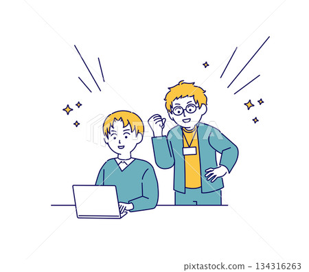 圖：一位年輕人正在教電腦 134316263