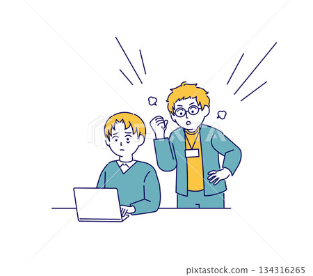 Illustration of a businessman being scolded 134316265