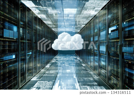 Conceptual Illustration of the Future Internet with Cloud Technology and Data Storage Conceptual Illustration of the Future Internet with Cloud Technology and Data Storage 134316511