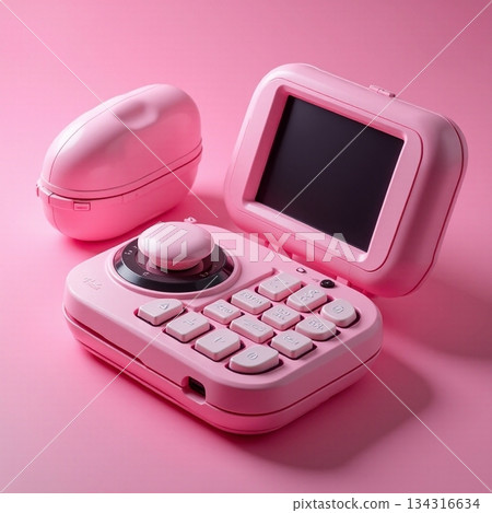 AI generated Charming and vibrant vintage gadget ensemble with matching case 134316634