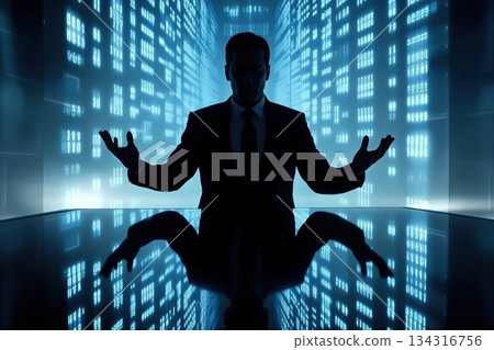 Professional Leader Silhouette Presenting Ideas in a Modern Business Environment Professional Leader Silhouette Presenting Ideas in a Modern Business Environment 134316756