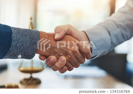 Professional Handshake Between Lawyer and Businessperson Symbolizing Partnership Professional Handshake Between Lawyer and Businessperson Symbolizing Partnership 134316769