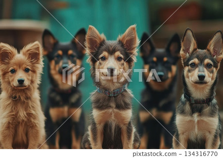 Heartwarming Scene of Unique Dogs in a Melting Shelter Lineup Heartwarming Scene of Unique Dogs in a Melting Shelter Lineup 134316770