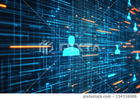 Futuristic AI Powered Recruitment Interface Displaying Digital Connections and Profiles Futuristic AI Powered Recruitment Interface Displaying Digital Connections and Profiles 134316986