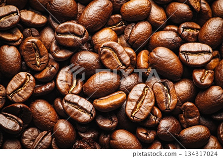 Dynamic Display of Golden Brown Coffee Beans in Full Screen Format Dynamic Display of Golden Brown Coffee Beans in Full Screen Format 134317024