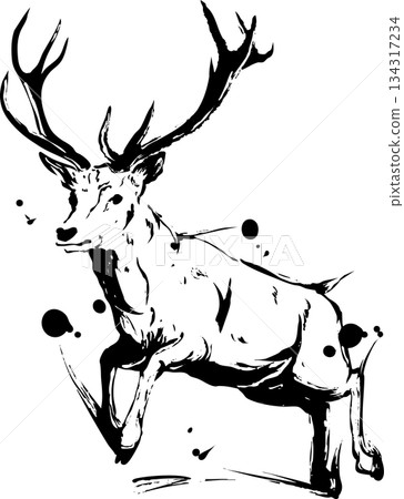 鹿墨畫插圖 134317234