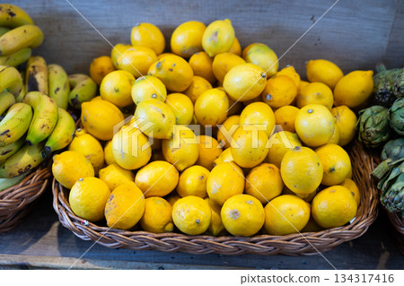 Lemons in shop window 134317416