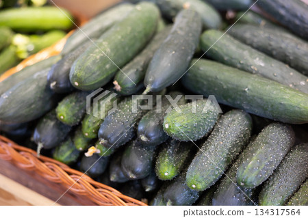 Cucumbers in shop window 134317564