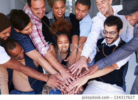 Diversity, happy people and hands in collaboration, team building and support of success, goals and trust together. Motivation, excited group and celebrate teamwork, winning achievement or solidarity Diversity, happy people and hands in collaboration, team building and support of success, goals and trust together. Motivation, excited group and celebrate teamwork, winning achievement or solidarity 134317627
