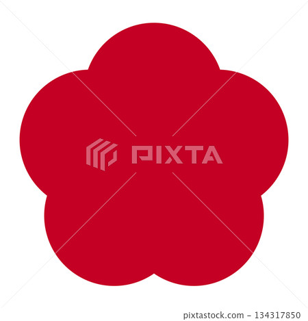 梅花插畫素材，日式圖案，透明背景，紅色 134317850