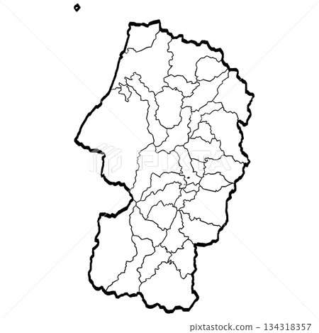 Yamagata Prefecture Map - City and Town Divisions (Brush Stroke) Simple Yamagata Prefecture Map - City and Town Divisions (Brush Stroke) Simple 134318357