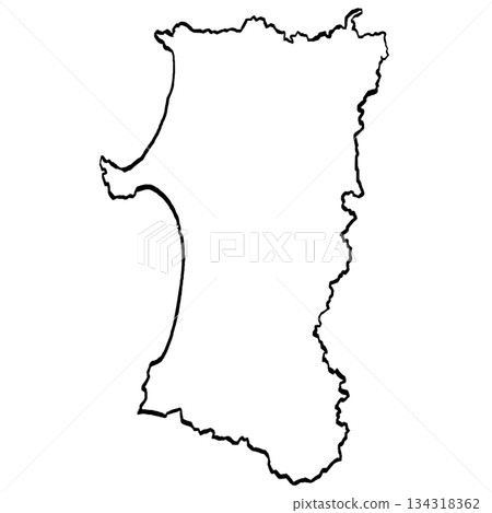 Akita Prefecture Map Illustration (Brush Touch) Simple 134318362