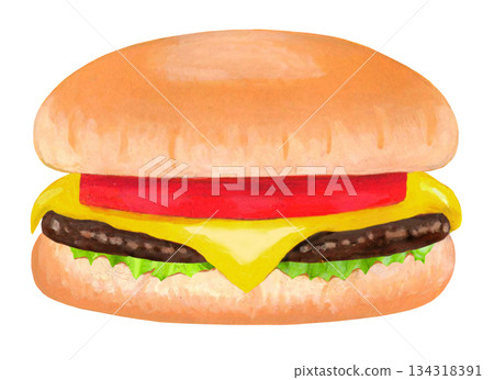 Tomato cheeseburger illustration 134318391