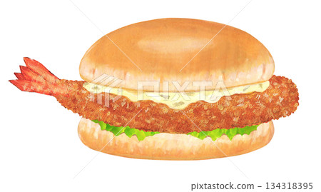 炸蝦漢堡插圖 134318395