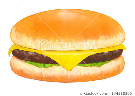 起司漢堡插圖 134318396